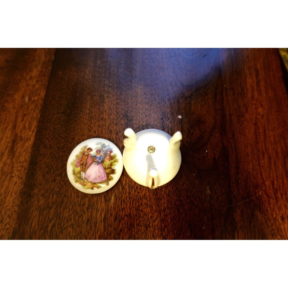 antique Limoges France trinket box courting couple 2pc mini collectible